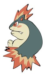 blush blush_stickers closed_mouth creatures_(company) fire game_freak gen_2_pokemon nintendo no_humans pokemon pokemon_(creature) quilava red_eyes simple_background smile solo white_background yumeminoideyu2