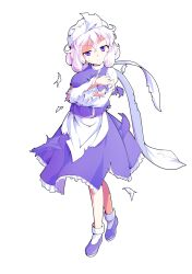 1girl alphes_(style) apron bobby_socks breasts commentary_request dairi defeat frilled_skirt frills full_body hair_between_eyes hat highres large_breasts large_variant_set letty_whiterock long_sleeves parody purple_shirt purple_shoes purple_skirt shirt shoes short_hair skirt skirt_set socks solo standing style_parody tachi-e torn_clothes touhou transparent_background triangular_headpiece turtleneck undershirt variant_set waist_apron white_apron white_hair white_hat white_shirt white_socks