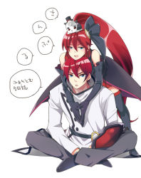 10s 1boy 1girl black_footwear black_gloves black_ribbon blue_eyes boots coat creature creature_and_personification dual_persona elbow_gloves genderswap genderswap_(mtf) gloves grey_pants hair_ornament hair_ribbon hairpin happinesscharge_precure! high_ponytail long_hair looking_at_viewer multiple_persona pants personification phanphan_(happinesscharge_precure!) phantom_(happinesscharge_precure!) ponytail precure red_hair ribbon shigushiro shoes sitting spoilers thigh_boots thighhighs unlovely_(happinesscharge_precure!) white_background wide_ponytail