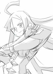 1girl armor armored_gloves armored_leotard breasts digimon digimon_(creature) female_focus gloves highres hudiemon leotard long_hair medium_breasts ph6xeivbgpimggg shoulder_armor skirt solo solo_focus