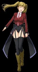 1girl asmodeus_(umineko) black_leotard black_socks blonde_hair highleg highleg_leotard leotard lowres necktie pink_necktie socks stakes_of_purgatory transparent_background twintails umineko_no_naku_koro_ni