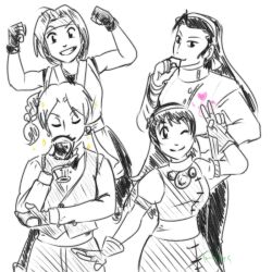 4girls asamiya_athena black_hair blonde_hair braid idol kagura_chizuru king_(snk) multiple_girls priestess psycho_soldier purple_hair ryuuko_no_ken short_hair snk the_king_of_fighters the_king_of_fighters_&#039;98 yuri_sakazaki