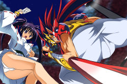 1990s_(style) ass enno_chiaki japanese_clothes kishin_douji_zenki panties tanaka_hitoriaruki twintails underwear zenki