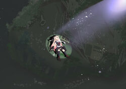 1girl adapted_turret black_ribbon black_serafuku black_socks blonde_hair breasts closed_eyes gradient_hair hair_flaps hair_ornament hair_ribbon hairclip highres kantai_collection long_hair lying medium_breasts multicolored_hair neckerchief on_back pink_hair red_neckerchief ribbon rigging scarf school_uniform serafuku short_sleeves socks solo tsun&#039;ichi_(tsun1) underwater very_long_hair white_scarf yuudachi_(kancolle) yuudachi_kai_ni_(kancolle)