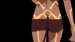 1girl android animated animated_gif ass bike_shorts butt_crack dimension_w from_behind glowing head_out_of_frame lower_body tail tail_wagging yurizaki_mira