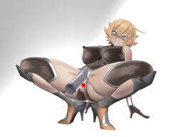 1girl 3d artist_request ass blush breasts censored covered_erect_nipples dildo embarrassed full_body highleg highleg_leotard igawa_sakura large_breasts leotard long_hair moaning object_insertion open_mouth rolling_eyes sex_toy shiny_clothes shiny_skin short_hair squatting sweat sweatdrop taimanin_(series) taimanin_asagi torn_clothes torn_leotard trembling vaginal vaginal_object_insertion wavy_mouth wide_hips