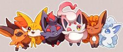 alolan_form alolan_vulpix animal animal_focus blue_eyes closed_eyes closed_mouth creatures_(company) fang fennekin fox game_freak gen_1_pokemon gen_5_pokemon gen_6_pokemon gen_7_pokemon gen_8_pokemon grey_hair hisuian_zorua multicolored_fur multicolored_hair nickit nintendo orange_eyes orange_hair pink_hair pokemon pokemon_(creature) red_hair sana_(sanaa653) smile twitter_username two-tone_hair vulpix white_hair yellow_eyes zorua