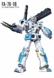 Rule 34 | 1980s (style), arm cannon, beam cannon, character name, damaged, dirty, dual arm cannons, earth federation, energy gun, full armor gundam, gun, gundam, gundam msv, highres, machine gun, machinery, magazine scan, mecha, mecha focus, missile, missile pod, mobile suit, no humans, official art, oldschool, ookawara kunio, painting (medium), realistic, retro artstyle, robot, rx-78-1 gundam local type, scan, science fiction, traditional media, v-fin, weapon
