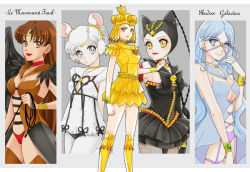 Rule 34 | 5girls, animal ears, bishoujo senshi sailor moon, bishoujo senshi sailor moon stars, black bow, black panties, black sailor collar, black skirt, blue eyes, blue hair, blue sailor collar, boots, bow, bracelet, brooch, brown eyes, brown hair, brown sailor collar, cat ears, choker, column lineup, cropped legs, grey background, grey eyes, jewelry, lipstick, long hair, looking at viewer, makeup, multiple girls, panties, pantyhose, pleated skirt, purple panties, red choker, red eyes, red lips, red panties, sailor aluminum seiren, sailor collar, sailor galaxia, sailor iron mouse, sailor lead crow, sailor moon musical, sailor senshi, sailor tin nyanko, sarashina kau, short hair, short twintails, skirt, slit pupils, star brooch, twintails, underwear, whip, white hair, white legwear, white sailor collar, yellow boots, yellow eyes