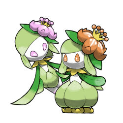blacknirrow flower gen_5_pokemon hisuian_lilligant lilligant nintendo no_humans no_mouth orange_eyes orange_flower pink_eyes pink_flower pokemon pokemon_(creature) simple_background white_background
