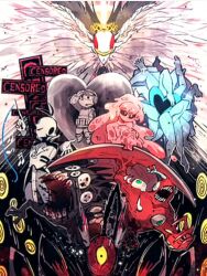 apocalypse_bird army_in_black blue_star censored_(project_moon) group_pose lobotomy_corporation melting_love mountain_of_smiling_bodies non-web_source nothing_there project_moon the_silent_orchestra