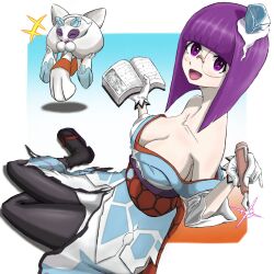 breasts cleavage creatures_(company) froslass game_freak gen_4_pokemon highres large_breasts nintendo official_alternate_costume pokemon pokemon_(creature) pokemon_masters_ex purple_eyes purple_hair shauntal_(fall_2024)_(pokemon) shauntal_(pokemon) taro_quidare