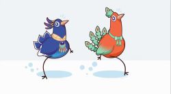 animalization animated beak bird blue_eyes bow chicken feathers green_bow hololive hololive_english hololive_indonesia james_choo no_humans pavolia_reine peacock purple_eyes running shadow takanashi_kiara takanashi_kiara_(phoenix) video virtual_youtuber video white_background