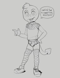 1boy apis bulge dunsparce fishnets gen_2_pokemon male_focus monster_boy nintendo pectoral_cleavage pectorals pokemon pokemon_(creature) prostitution short_shorts shorts shota solo tail tank_top