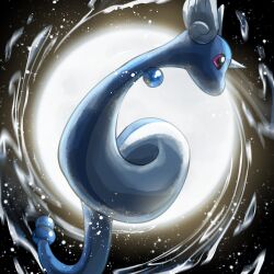 absurdres blue_skin colored_skin dragonair gen_1_pokemon head_wings highres horns multicolored_skin nintendo no_humans pokemon pokemon_(creature) purple_eyes single_horn solo spicyichizo two-tone_skin white_skin wings