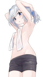 1girl absurdres amane_kanata bike_shorts groin highres hololive k-go navel no_bra tagme towel