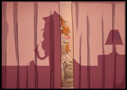 1boy 1girl animal_ears artist_logo bar_censor blush breasts cat_ears cat_girl cat_tail censored cowgirl_position curtains drill_hair drill_sidelocks girl_on_top hetero lamp large_areolae logo long_hair navel nipples nude open_mouth orange_hair original oversleepergirl penis pussy pussy_juice sex sidelocks silhouette smile stomach_bulge straddling sweat tail vaginal