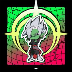 Rule 34 | 1boy, :&lt;, bad id, bad source, bad twitter id, black bodysuit, black pants, bodysuit, boots, colored skin, crossed arms, dragon ball, dragon ball super, earrings, fused zamasu, green skin, grey eyes, halo, highres, jewelry, long sleeves, looking at viewer, pants, pointy ears, potara earrings, red sash, sash, solo, spiked hair, sugao n3, white footwear, white hair