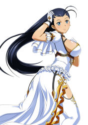 1girl breasts female_focus gloves ikkitousen kakouen_myousai large_breasts legs long_hair looking_at_viewer simple_background solo standing tagme white_background