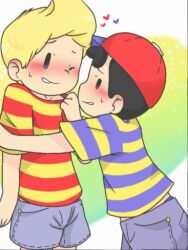 artist_request bad_tag black_hair blonde_hair child hat lucas_(mother_3) mother_(series) mother_2 mother_3 ness_(mother_2) nintendo red_hat shirt shota striped_clothes striped_shirt super_smash_bros. yaoi