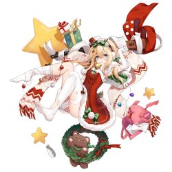 1girl antlers armpits bell blonde_hair blue_eyes blush bow box breasts capelet christmas christmas_wreath cleavage dress earmuffs elbow_gloves fake_antlers feet full_body fur-trimmed_capelet fur-trimmed_dress fur_trim gift gift_box girls&#039;_frontline gloves green_bow gun hair_bow hair_ornament hairpin hat heart-shaped_box hecha_(01964237) highres horns letter long_hair looking_at_viewer love_letter mini_hat mini_top_hat neck_bell no_shoes official_alternate_costume official_art open_box open_mouth ppsh-41 ppsh-41_(girls&#039;_frontline) ppsh-41_(wreath_of_purity)_(girls&#039;_frontline) red_bow red_capelet red_dress red_hat reindeer_antlers ribbed_thighhighs sacabambaspis santa_costume santa_dress scarf simple_background small_breasts solo star_(symbol) stuffed_animal stuffed_toy submachine_gun tearing_up teddy_bear thighhighs third-party_source top_hat torn_clothes torn_thighhighs transparent_background twintails unworn_scarf weapon weapon_wrap white_gloves white_scarf white_thighhighs wreath