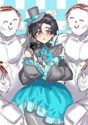 5boys blue_archive blue_archive_the_animation crossdressing doodle_sensei_(blue_archive) feminization highres idol_clothes implied_selfcest implied_sex implied_yaoi multiple_boys selfcest sensei_(blue_archive) sensei_(blue_archive_the_animation) tanutanax trap