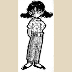 1girl belt fighting_vipers glasses honey_(fighting_vipers) monochrome official_alternate_costume official_alternate_hairstyle official_art pants pigtail_braids round_eyewear sega solo
