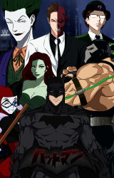 anime_style_features bane batman batman_(series) bruce_wayne dc_comics edward_nashton edward_nygma harley_quinn harvey_dent highres pamela_isley poison_ivy the_joker the_riddler two-face