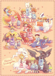 00s 10s 1990s_(style) aged_down ahoge alternate_costume alternate_form apron bad_id bad_pixiv_id barry_(pokemon) bianca_(pokemon) black_eyes black_hair blonde_hair blue_eyes blue_hair blue_oak book brendan_(pokemon) brown_eyes brown_hair carrying cheren_(pokemon) child cigarette closed_eyes clothed_pokemon copyright_name creatures_(company) cure_peace dawn_(pokemon) dialga ethan_(pokemon) everyone fang game_freak gen_1_pokemon gen_2_pokemon gen_3_pokemon gen_4_pokemon gen_5_pokemon giratina giratina_(altered) glasses green_eyes green_hair groudon hair_flaps hair_ornament hairclip hat heart highres hilbert_(pokemon) hilda_(pokemon) ho-oh holding holding_book kabocha_torute kindergarten kindergarten_uniform kise_yayoi knife kris_(pokemon) kyogre leaf_(pokemon) legendary_pokemon long_hair low_twintails lucas_(pokemon) lugia lyra_(pokemon) may_(pokemon) mewtwo multiple_boys multiple_girls n_(pokemon) nintendo open_book open_mouth palkia pokemon pokemon_(creature) pokemon_bw pokemon_dppt pokemon_frlg pokemon_gsc pokemon_hgss pokemon_rgby pokemon_rse ponytail precure purple_eyes reading red_(pokemon) red_(pokemon_frlg) red_eyes red_hair reshiram retro_artstyle riding riding_pokemon school_hat school_uniform seiza short_hair shorts silver_(pokemon) sitting skirt sleeping smile_precure! smoking socks tears toy twintails wally_(pokemon) white_legwear yellow_eyes zekrom