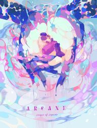 Rule 34 | 1girl, abstract, arcane: league of legends, boots, character request, closed eyes, colorful, english text, from behind, full body, hat, highres, holding, jacket, jdebbiel, jinx (league of legends), league of legends, long sleeves, pants, poster (medium), sitting