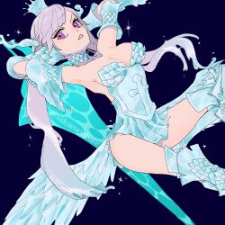 1girl black_clover breasts cleavage large_breasts long_hair noelle_silva purple_eyes solo twintails