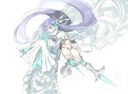 Rule 34 | 1girl, ayanolity, blue eyes, commentary request, cropped jacket, fate/grand order, fate (series), hair over one eye, hair ribbon, jacket, juliet sleeves, long hair, long sleeves, meltryllis (fate), open mouth, prosthesis, prosthetic leg, puffy sleeves, purple hair, ribbon, skirt, sleeves past fingers, sleeves past wrists, smile, solo, thong, very long hair, white jacket, white skirt