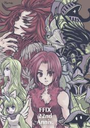 1other 3girls 5boys adelbert_steiner anniversary beard blonde_hair dreadlocks eiko_carol facial_hair final_fantasy final_fantasy_ix freija_crescent garnet_til_alexandros_xvii glowing glowing_eyes hair_over_eyes hat highres horns kuja looking_at_viewer multiple_boys multiple_girls pink_hair quina_quen red_hair salamander_coral single_horn trance_adelbert_steiner trance_eiko_carol trance_freija_crescent trance_garnet_til_alexandros_xvii trance_kuja trance_quina_quen trance_salamander_coral trance_vivi_ornitier trance_zidane_tribal u5apy0n vivi_ornitier wings wizard_hat zidane_tribal