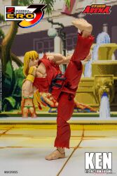 Rule 34 | 1boy, action figure, bare shoulders, barefoot, ken masters, martial arts belt, photo (medium), storm arena, storm collectibles, street fighter, street fighter zero (series)