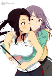 Rule 34 | 2girls, absurdres, copyright name, copyright notice, highres, magazine scan, matsuzaki izumi, megami magazine, multiple girls, official art, scan, simple background, sorairo utility, white background