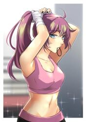 1girl expressionless midriff navel pants seraphina_(unordinary) tagme tying_hair unordinary