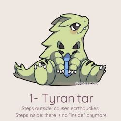Rule 34 | blush, claws, closed mouth, english text, fangs, gen 2 pokemon, nintendo, no humans, pokemon, pokemon (creature), pokemon focus, sevi (seviyummy), simple background, sitting, smile, solo, tail, teeth, tyranitar