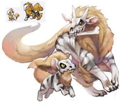 arcanine artist_request cubone fusion gen_1_pokemon growlithe lowres marowak nintendo pokemon pokemon_(creature)