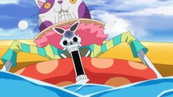 10s 1boy 1girl 2012 afro animated ass bikini black_hair bouncing_breasts bracelet breast_press breasts brook_(one_piece) cleavage covered_erect_nipples curvy earrings jewelry large_breasts long_hair nami_(one_piece) necklace one_piece one_piece_special:_glorious_island orange_hair original pool scared shiny_skin shoulder_tattoo side-tie_bikini_bottom sitting skeleton sound swimming swimsuit tagme tattoo video water wet