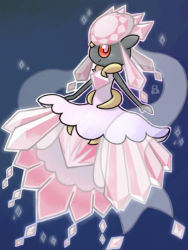 10s crystal diancie dress gem gen_6_pokemon legendary_pokemon mega_diancie mega_pokemon mythical_pokemon nintendo no_humans pokemon pokemon_(creature) pokemon_xy red_eyes solo