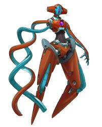 alien black_sclera colored_sclera deoxys floating full_body gen_3_pokemon gifer_art highres joints looking_at_viewer mecha mecha_focus mechanical_tentacles mechanization mythical_pokemon nintendo no_humans pokemon pokemon_(creature) robot robot_joints science_fiction simple_background solo tentacles white_background white_eyes wide_hips