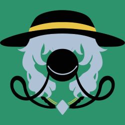 Rule 34 | black headwear, buttons, closed eyes, diamond (shape), diamond button, frilled shirt, frilled shirt collar, frills, green background, grey hair, hat, highres, komeiji koishi, limited palette, maskin mei, medium hair, minimalism, shirt, silhouette, simple background, third eye, touhou