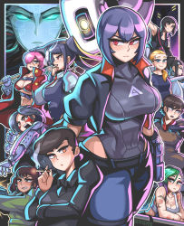 absurdres akira_(manga) alita battle_angel_alita blade_runner_(series) blade_runner_(1982_movie) breasts cigarette crossover cyberpunk_(series) cyberpunk_2077 detroit:_become_human edge faith_connors ghost_in_the_shell ghost_in_the_shell:_sac_2045 glados green_eyes gun handgun highres holding holding_weapon jill_stingray kara_(detroit) katana katana_zero kei_(akira) kusanagi_motoko large_breasts melina_(total_recall) mirror&#039;s_edge mirror&#039;s_edge_(series) mirror&#039;s_edge_catalyst multiple_girls no_guns_life pepper_(no_guns_life) pistol portal_(series) purple_hair rachel_(blade_runner) red_eyes s.h.o.d.a.n. sagas293 sword system_shock tank_top tattoo total_recall v_(female) va-11_hall-a weapon zero_(katana_zero)