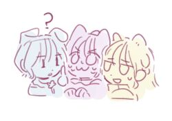 Rule 34 | 3girls, :3, :d, ?, animal ears, aoku haruka/flower, braid, cat ears, chinese commentary, closed mouth, commentary request, cropped torso, hayama fuka, index finger raised, jitome, kemonomimi mode, kurusu rin, ladybug/beauty (love live!), link! like! love live!, long hair, love live!, miracreation/elegance, multiple girls, multiple monochrome, nervous smile, nervous sweating, off shoulder, open mouth, real life, sakurai hina, short hair, side braid, simple background, smile, sweat, sweatdrop, v-shaped eyebrows, voice actor, white background, woodonly, | |