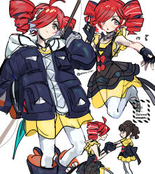 creatures_(company) drill_hair game_freak highres kasane_teto nintendo pokemon project_voltage red_hair rival_teto_(project_voltage) simple_background ugomui_(u56164459) utau vocaloid white_background
