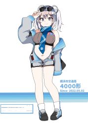 Rule 34 | 1girl, blue eyes, personification, scarf, socks, sunglasses, white socks, yokohama municipal subway