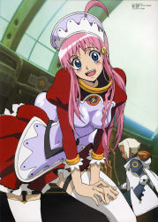 Rule 34 | 00s, 2girls, absurdres, blue eyes, braid, brown eyes, dark-skinned female, dark skin, dress, freckles, happy, hayashi akemi, highres, lal&#039;c mellk mal, long hair, multiple girls, nono (top wo nerae 2!), pink hair, ribbon, scarf, short hair, single braid, skindentation, thighhighs, top wo nerae! (series), top wo nerae 2!, white hair, white legwear
