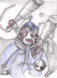 Rule 34 | banchomamemon, chain, digimon, digimon (creature), hat, highres, looking at viewer, open mouth, red eyes, solo