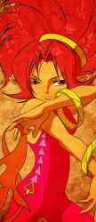 bodysuit dark_skin din highres jewelry long_hair nintendo pointy_ears ponytail red_eyes red_hair the_legend_of_zelda the_legend_of_zelda:_oracle_of_seasons