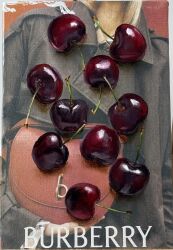 ad cherry cover food food_focus fruit highres julia_stankevych magazine_cover no_humans oil_painting_(medium) original painting_(medium) photo_(medium) realistic recipe_(object) signature still_life traditional_media wall_of_text